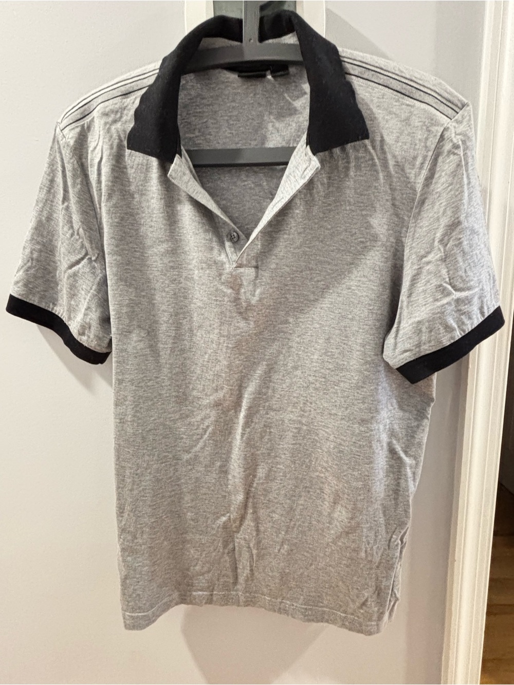 Hugo Boss Grey Polo with Black Collar and Sleeve Trim